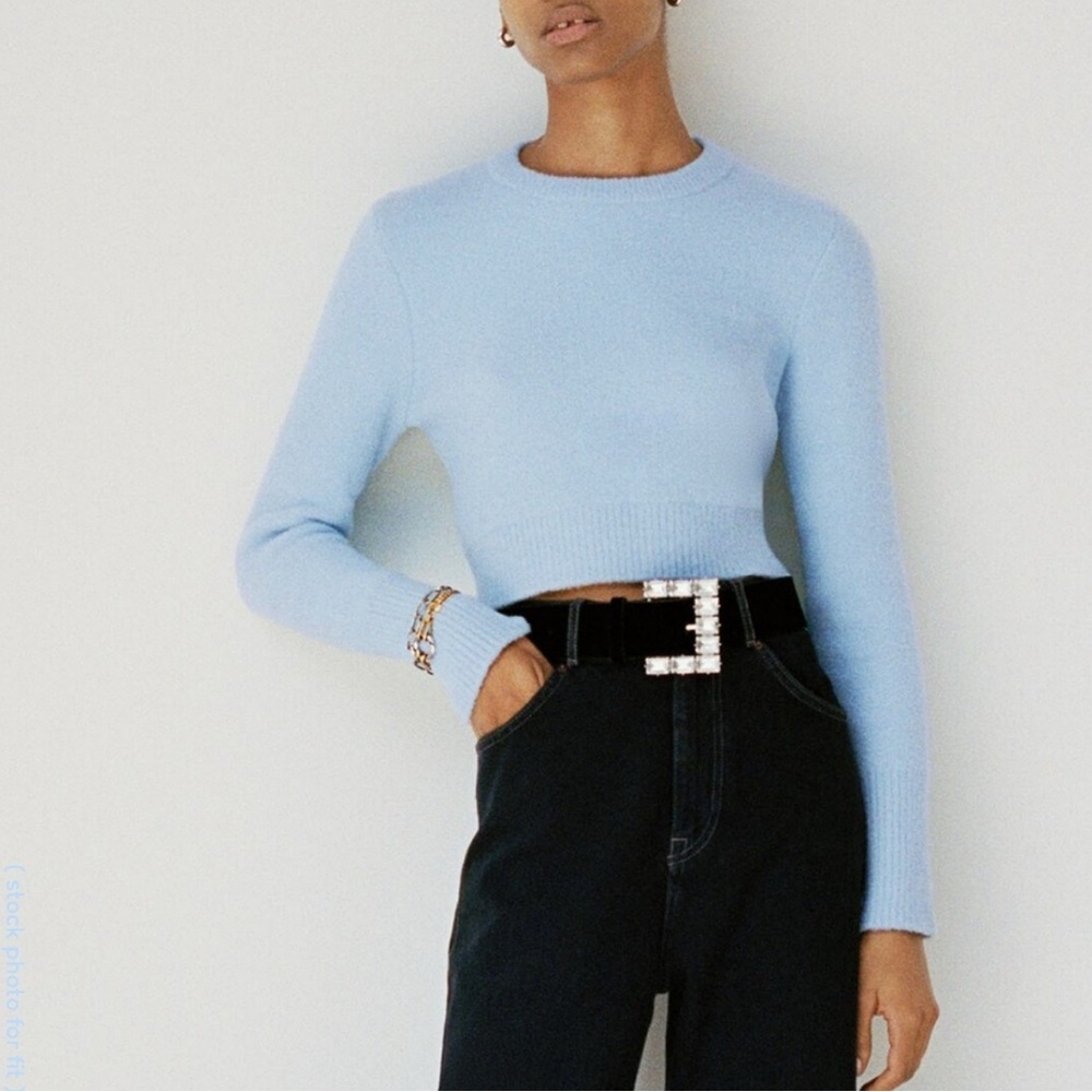 ZARA. Light Blue Cropped Sweater